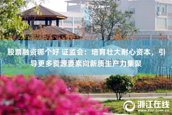 股票融资哪个好 证监会：培育壮大耐心资本，引导更多资源要素向新质生产力集聚