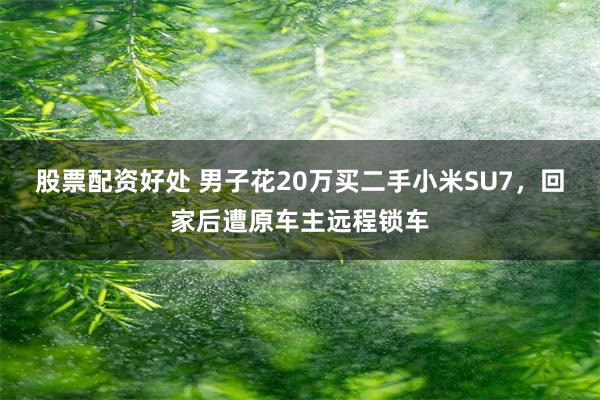 股票配资好处 男子花20万买二手小米SU7，回家后遭原车主远程锁车
