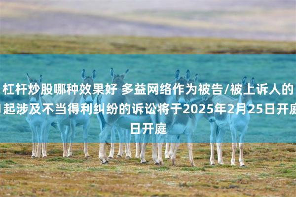 杠杆炒股哪种效果好 多益网络作为被告/被上诉人的1起涉及不当得利纠纷的诉讼将于2025年2月25日开庭