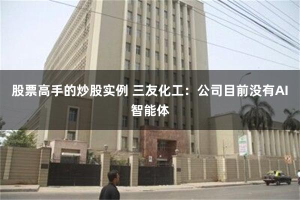 股票高手的炒股实例 三友化工：公司目前没有AI智能体