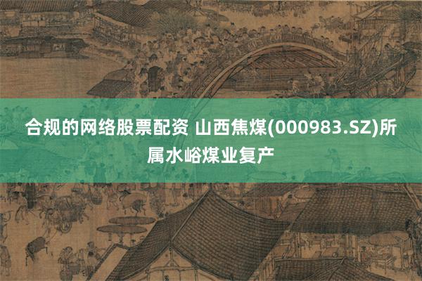 合规的网络股票配资 山西焦煤(000983.SZ)所属水峪煤